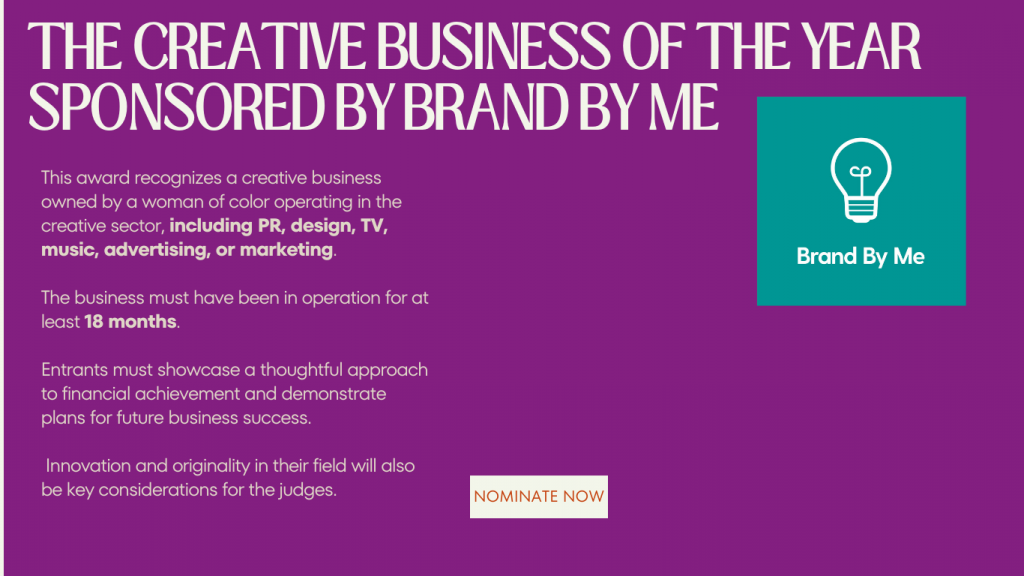 nomination criteria for the creative business of the year